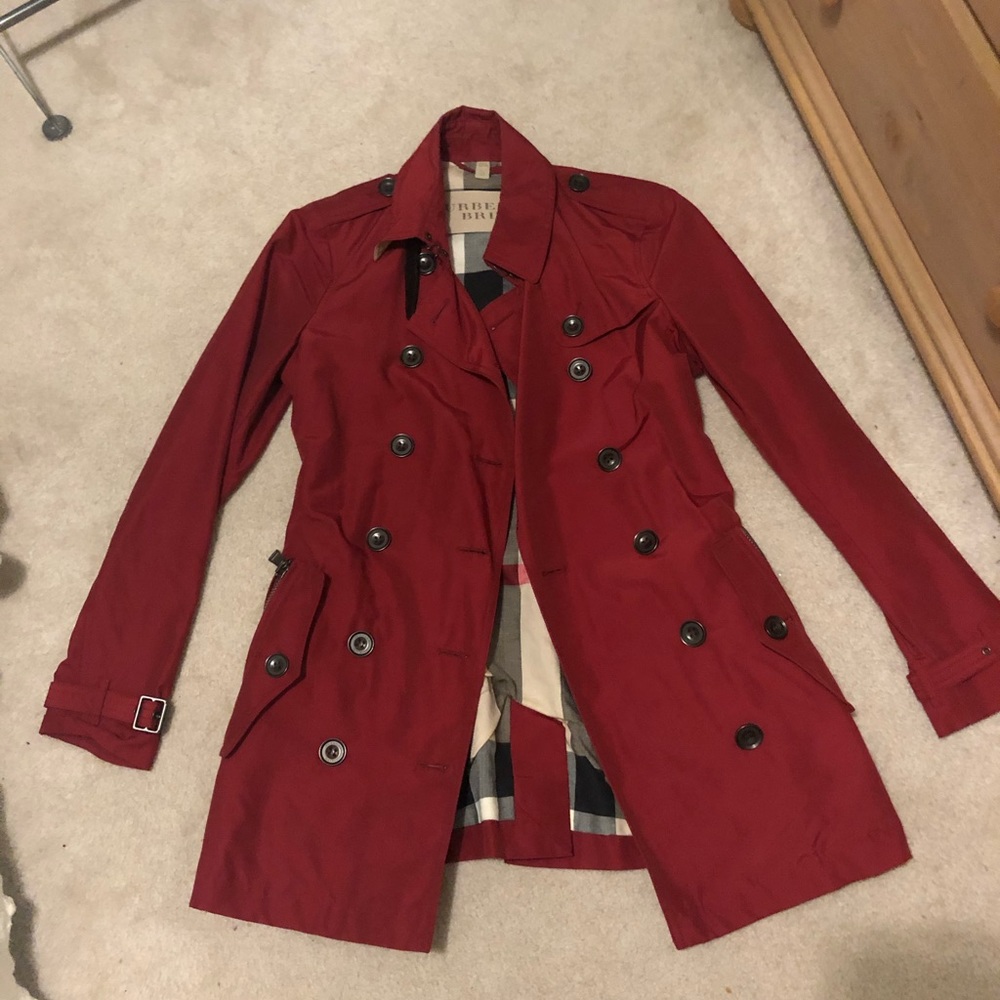 Burgundy Burberry Trench Coat SALE